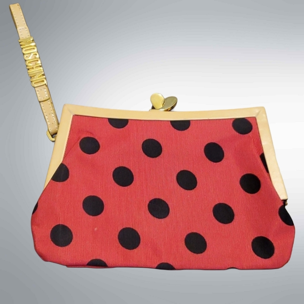 Moschino ladybug polkadot clutch purse